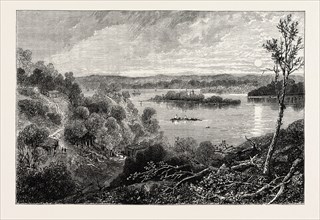 VIEW ON THE MISSISSIPPI, UNITED STATES OF AMERICA, US, USA, 1870s engraving