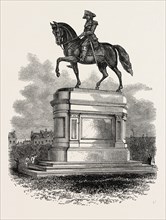 STATUE OF WASHINGTON AT BOSTON, UNITED STATES OF AMERICA, US, USA, 1870s engraving