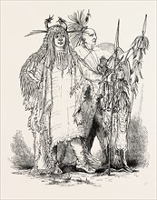 GROUP OF FRONTIER INDIANS, US, USA, 1870s engraving