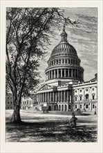 VIEW OF THE CAPITOL, WASHINGTON, UNITED STATES OF AMERICA, US, USA, 1870s engraving