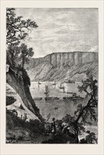 THE PALISADES OF THE HUDSON, UNITED STATES OF AMERICA, US, USA, 1870s engraving