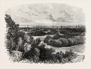 NEW HAVEN, UNITED STATES OF AMERICA, US, USA, 1870s engraving