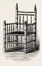 BREWSTER'S CHAIR, PRESERVED AT PILGRIM HALL, NEW PLYMOUTH, UNITED STATES OF AMERICA, US, USA, 1870s