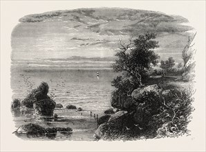 VIEW ON THE COAST OF MASSACHUSETTS, UNITED STATES OF AMERICA, US, USA, 1870s engraving
