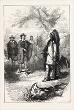 EDWARD WINSLOW'S VISIT TO MASSASOIT, who was the sachem, or leader, of the Wampanoag, and Massasoit