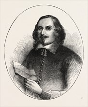 EDWARD WINSLOW, He was a Separatist who traveled on the Mayflower in 1620, US, USA, 1870s engraving