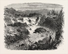 FALLS OF THE POTOMAC, UNITED STATES OF AMERICA, US, USA, 1870s engraving