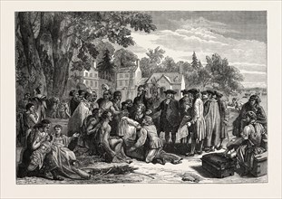 PENN'S TREATY THE INDIANS, US, USA, 1870s engraving