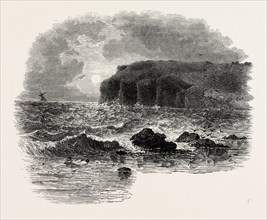 VIEW ON THE COAST OF MAINE, UNITED STATES OF AMERICA, US, USA, 1870s engraving