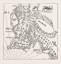 NEW ENGLAND IN 1660, UNITED STATES OF AMERICA. From Blaeu Theatre du Monde, US, USA, 1870s