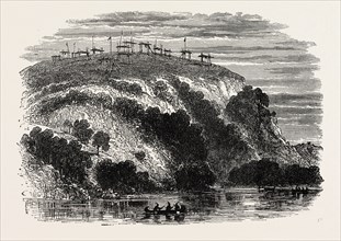INDIAN BURIAL GROUND, US, USA, 1870s engraving