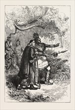LAMBERVILLE SENT AWAY BY THE ONONDAGAS, US, USA, 1870s engraving