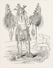 INDIAN MEDICINE MAN, US, USA, 1870s engraving