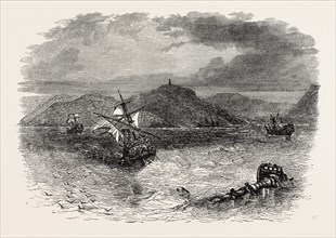 ISLANDS AT THE MOUTH OF THE ST. LAWRENCE RIVER, 1870s engraving
