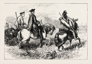 SIR ALEXANDER CUMMING ON HIS WAY TO VISIT THE CHEROKEES, US, USA, 1870s engraving