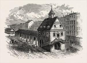 OLD MARKET HOUSE AT PHILADELPHIA, UNITED STATES OF AMERICA, US, USA, 1870s engraving