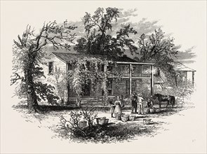 A PLANTER'S HOUSE IN GEORGIA, UNITED STATES OF AMERICA, US, USA, 1870s engraving