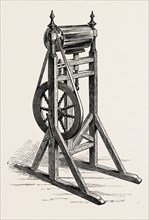 FRANKLIN'S FIRST ELECTRICAL MACHINE, US, USA, 1870s engraving