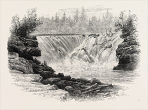 FALLS OF THE ST. JOHN RIVER, NORTH AMERICA, US, USA, 1870s engraving