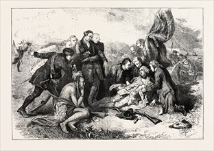 DEATH OF WOLFE. After West's Picture. NORTH AMERICA, US, USA, 1870s engraving
