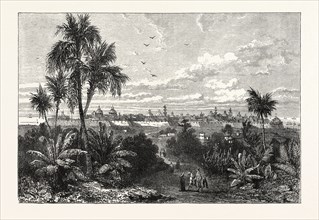 THE CITY OF VERA CRUZ, MEXICO, 1870s engraving