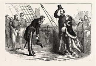 VISIT OF QUEEN VICTORIA AND PRINCE ALBERT TO THE SHIP RESOLUTE, 1870s engraving