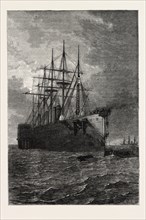 PICKING UP THE ATLANTIC CABLE, 1870s engraving