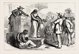 A SLAVE AUCTION, UNITED STATES OF AMERICA, US, USA, 1870s engraving