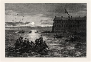 REMOVAL OF THE TROOPS FROM FORT MOULTRIE TO FORT SUMTER, UNITED STATES OF AMERICA, US, USA, 1870s