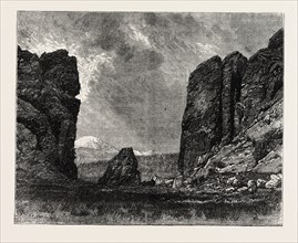 VIEW IN COLORADO: THE GATE OF THE GARDEN OF THE GODS, UNITED STATES OF AMERICA, US, USA, 1870s