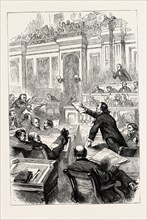 SCENE IN THE HOUSE OF REPRESENTATIVES, UNITED STATES OF AMERICA, US, USA, 1870s engraving