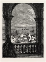 VIEW IN CHARLESTON FROM THE BELFRY, UNITED STATES OF AMERICA, US, USA, 1870s engraving