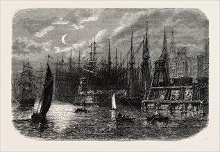 PORT OF RICHMOND, UNITED STATES OF AMERICA, US, USA, 1870s engraving