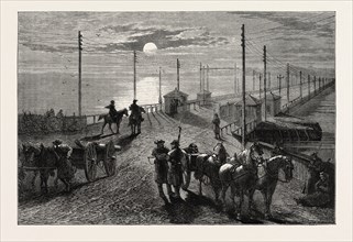 GUARDING A BRIDGE OVER THE POTOMAC, AMERICAN CIVIL WAR, UNITED STATES OF AMERICA, US, USA, 1870s