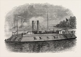 FEDERAL IRON-CLAD RIVER GUNBOAT, AMERICAN CIVIL WAR, UNITED STATES OF AMERICA, US, USA, 1870s