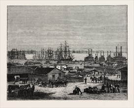 THE BANKS OF THE MISSISSIPPI, UNITED STATES OF AMERICA, US, USA, 1870s engraving