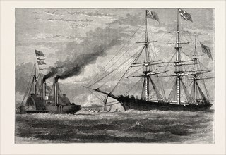 THE GEORGE GRISWOLD ENTERING THE MERSEY, US, USA, 1870s engraving