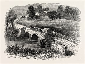 ANTIETAM BRIDGE, UNITED STATES OF AMERICA, US, USA, 1870s engraving