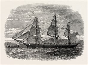 THE HARTFORD (ADMIRAL FARRAGUT'S FLAG-SHIP), UNITED STATES OF AMERICA, US, USA, 1870s engraving