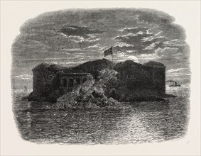 FORT SUMTER IN RUINS, AMERICAN CIVIL WAR, UNITED STATES OF AMERICA, US, USA, 1870s engraving