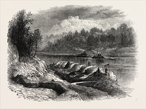 FORT PILLOW, AMERICAN CIVIL WAR, UNITED STATES OF AMERICA, US, USA, 1870s engraving