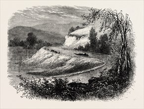 THE JAMES RIVER AND COUNTRY NEAR RICHMOND, UNITED STATES OF AMERICA, US, USA, 1870s engraving