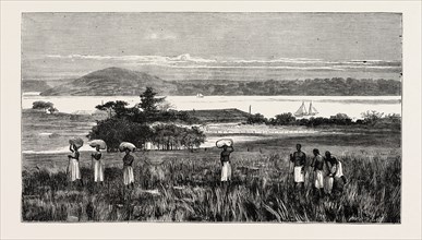 AN ENGLISH TRADING SETTLEMENT AT EMBOMA, CONGO RIVER, COAST OF AFRICA