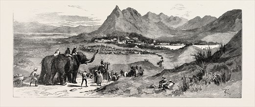 THE FAIR SEEN FROM A DISTANCE, POKHAR, RAJPUTANA, INDIA, engraving 1884