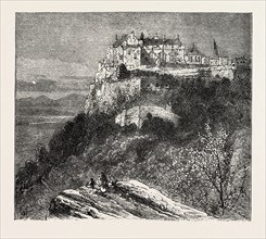 SIR WALER SCOTT, MARMION, Where the huge Castle holds its state, engraving 1884, UK, britain,