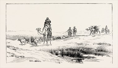 BY THE BORDERS OF THE DESSERT, Frederick Goodall, R.A., engraving 1884