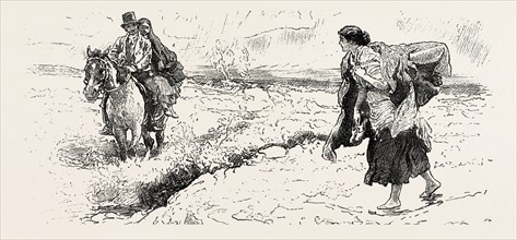 CONNEMARA MARKET FOLK, engraving 1884
