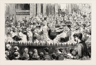 CONCERT BY VISCOUNTESS FOLKESTONE'S LADIES ORCHESTRA AT THE PRINCE'S HALL, PICCADILLY, engraving