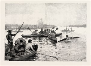 WATER POLO ENGRAVING 1884