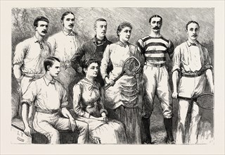 SOME ENGLISH LAWN TENNIS PLAYERS, engraving 1884, UK, britain, british, europe, united kingdom,